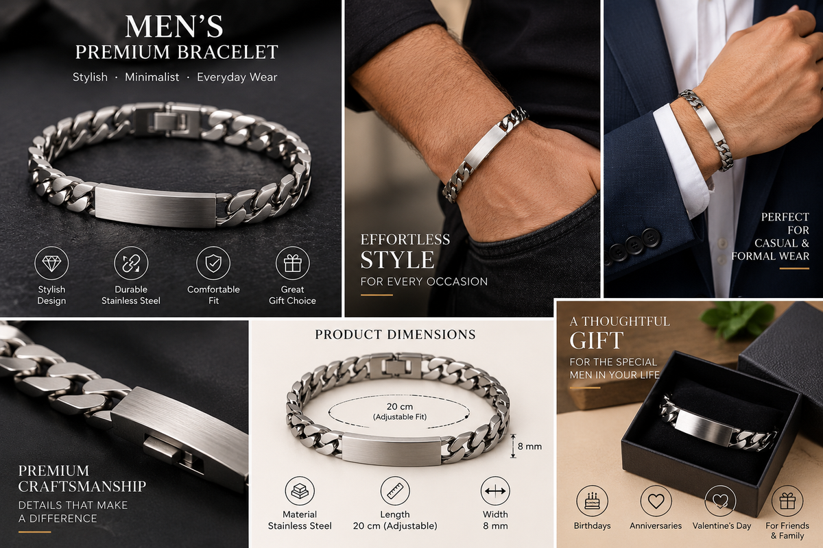 Men’s Premium Stainless Steel Bracelet – Stylish Minimalist Chain Bracelet